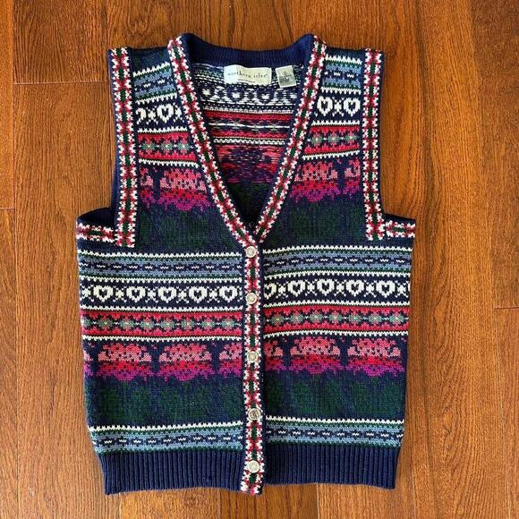 Vintage Northern Isles Fair Isle Sweater Vest Cottage Fall Boho Sweater Vest - Picture 5 of 8